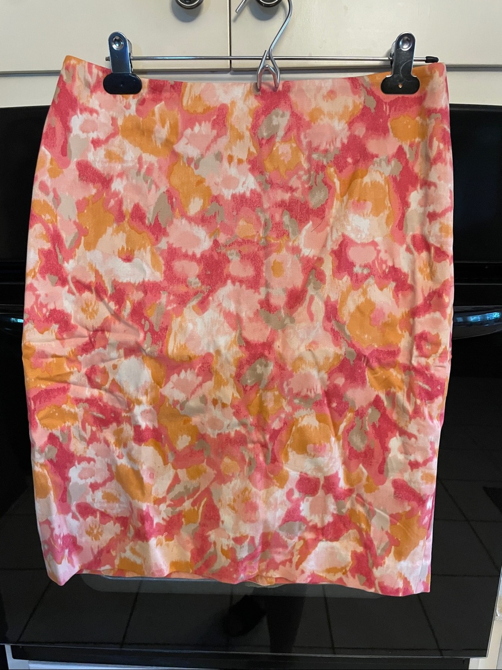 Talbots pink orange pencil skirt